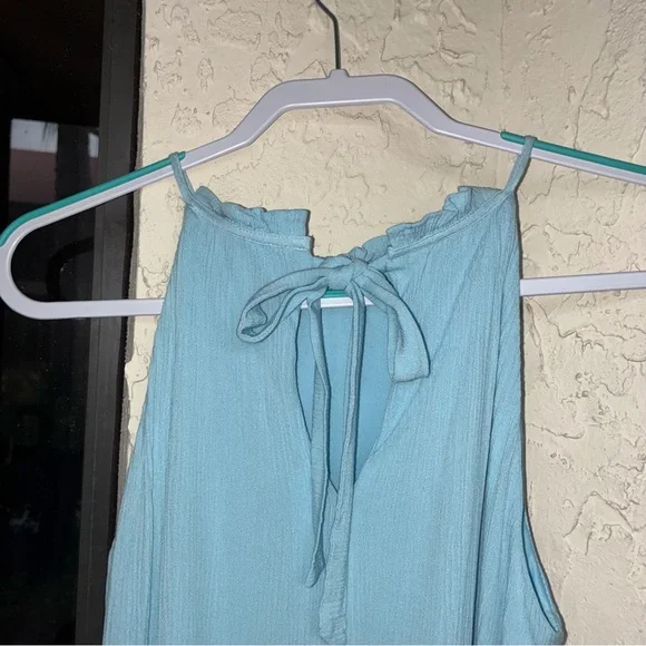 Blue Rain Sky Blue Tiered High Neck Ruffle Mini Dress - Size L - Picture 8 of 9